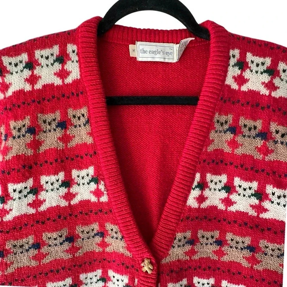 THE EAGLE’S EYE VINTAGE SHETLAND WOOL NOVELTY TEDDY BEAR VEST LIKE NEW | MEDIUM - Picture 2 of 12